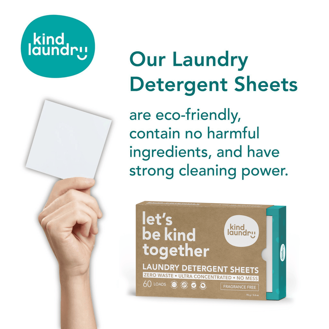 Laundry Soap Sheets (Travel Pack) - Fragrance Free (6 Sheets/Loads) - Kind Laundry