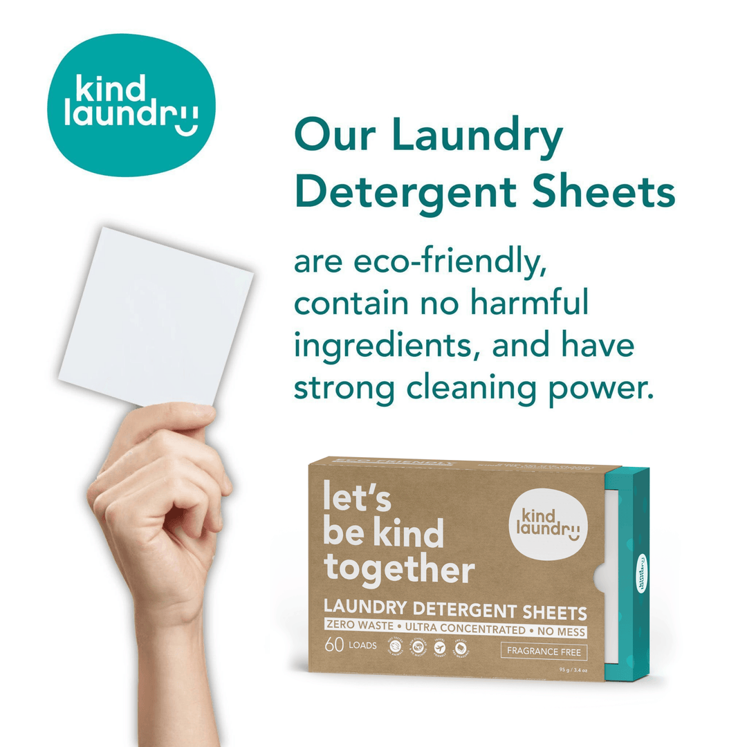 Laundry Soap Sheets (Travel Pack) - Fragrance Free (6 Sheets/Loads) - Kind Laundry