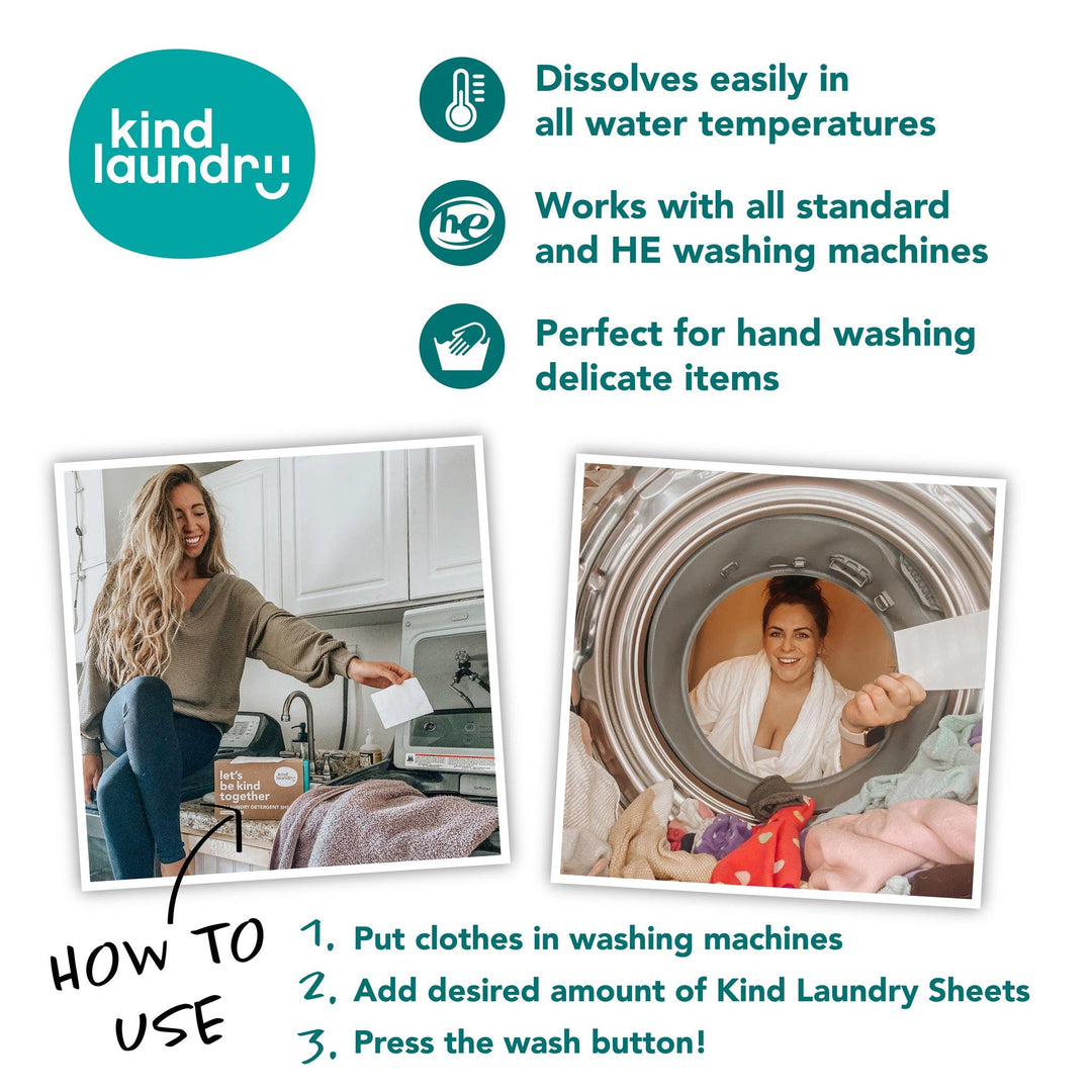 Laundry Soap Sheets (Travel Pack) - Fragrance Free (6 Sheets/Loads) - Kind Laundry